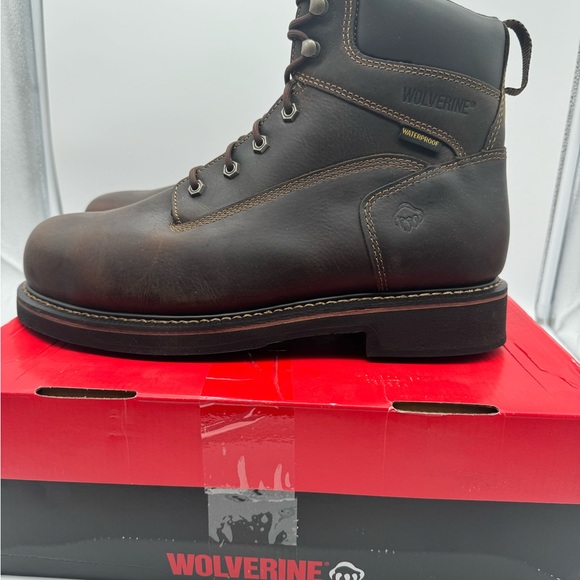 Men’s Wolverine Brek 6” WP steel toe work boots brown size 12 - Picture 5 of 6